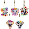 6Pcs Diamond Art Keyring Set Double Sided Cartoon Special Shaped (Elephant)