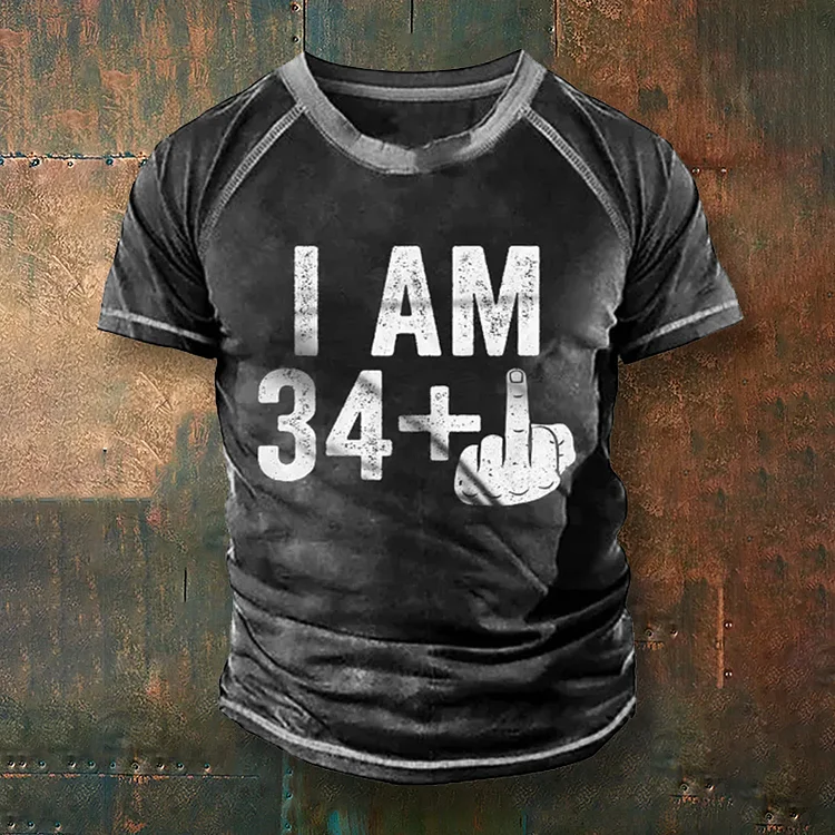 BrosWear Men'S I'M 34 + Print Short Sleeve T-Shirt