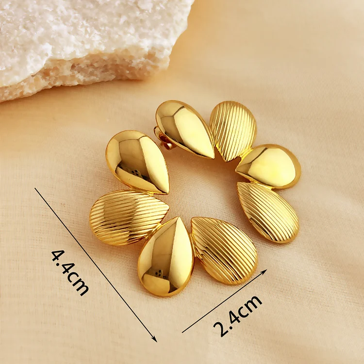 Retro Striped Flower Earrings