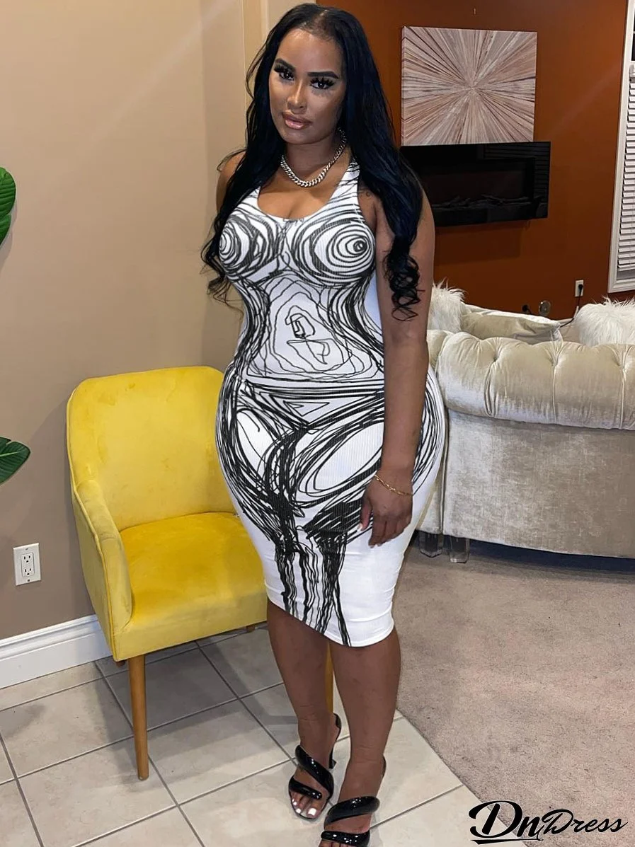 Summer Elements Positioning Print Plus Size Dress