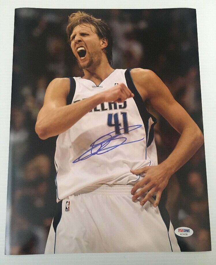 Dirk Nowitzki Signed Autographed 11x14 Photo Poster painting Dallas Mavericks PSA/DNA COA