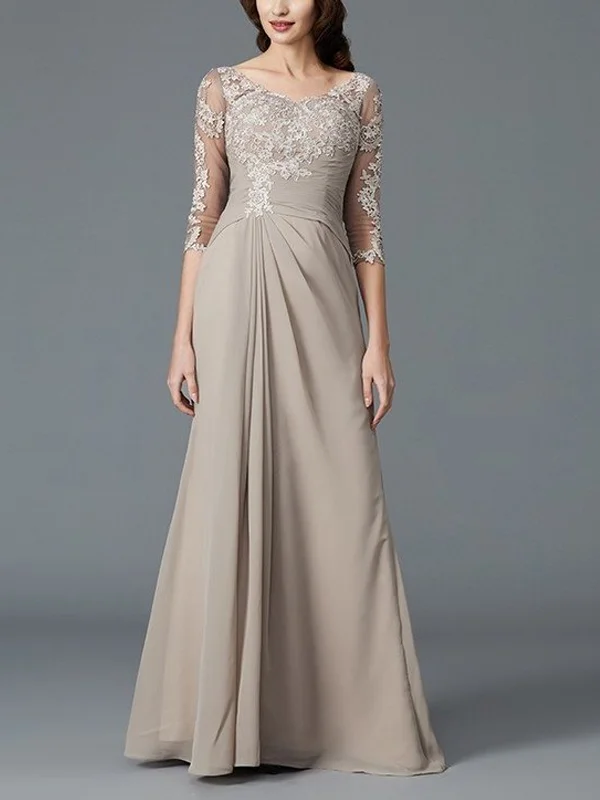 Round Neck Lace Solid Color Maxi Dress