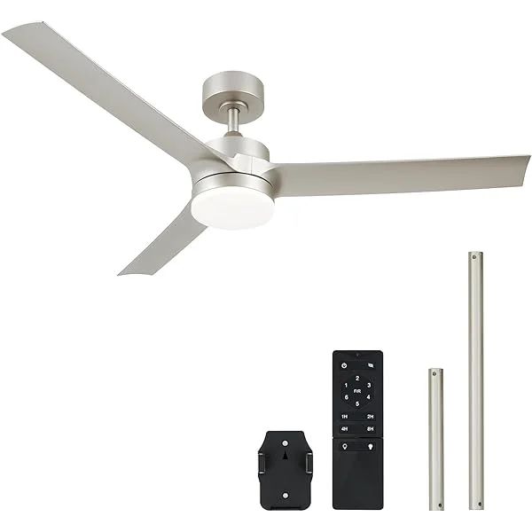 Ceiling Fans with Lights, 52 Inch Modern Ceiling Fan and Remote, 6 Speed Reversible Quiet DC Motor, Ceiling Fan for Bedroom Patio, Indoor & Outdoor, Black