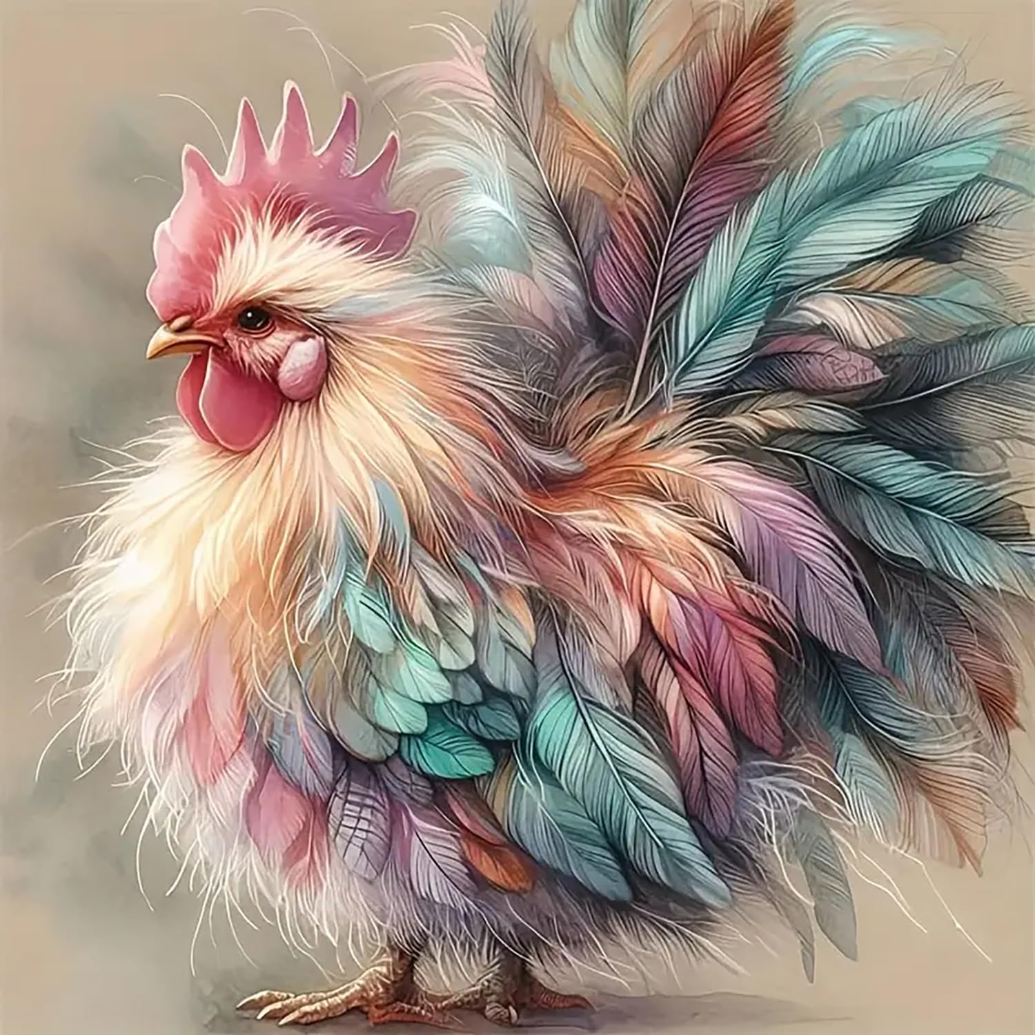 Colorful Pastel Rooster - Paint by Numbers - 30*40cm/40*50cm