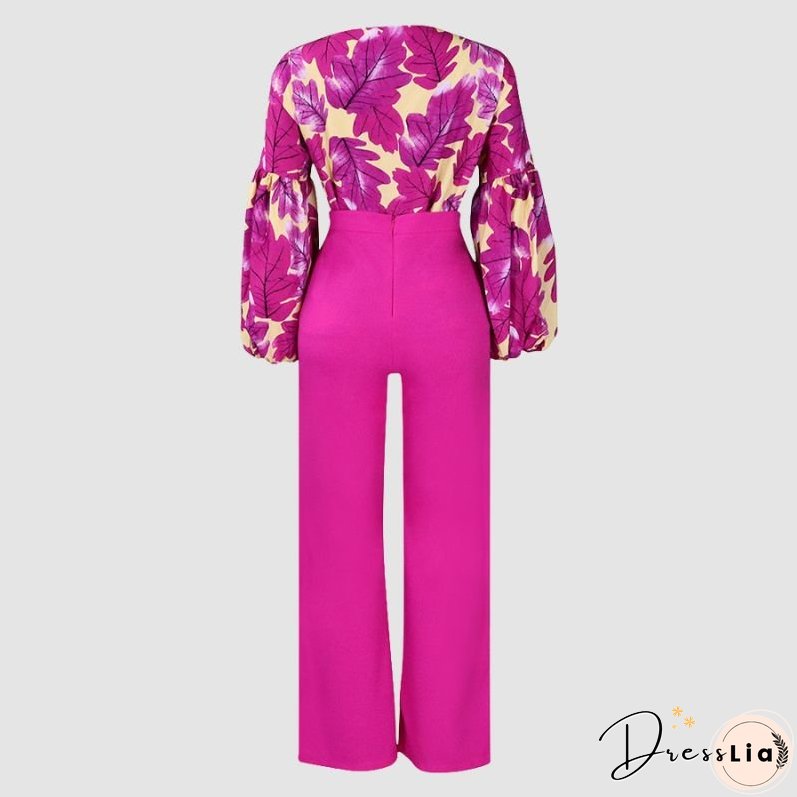 Flower Printed Wide Leg Pant Set