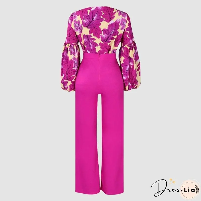 Flower Printed Wide Leg Pant Set