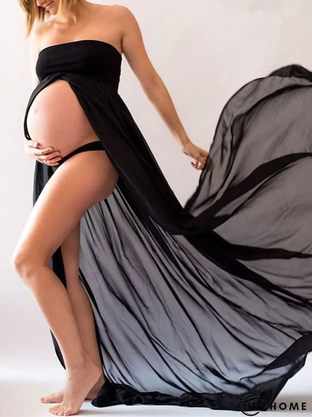 Women's Maternity Dress Party Dress Swing Dress Photoshoot Dress Solid Color Long Dress Maxi Dress Sleeveless Backless Split Strapless Elegant Party Black White Purple Spring Summer One Size | IFYHOME