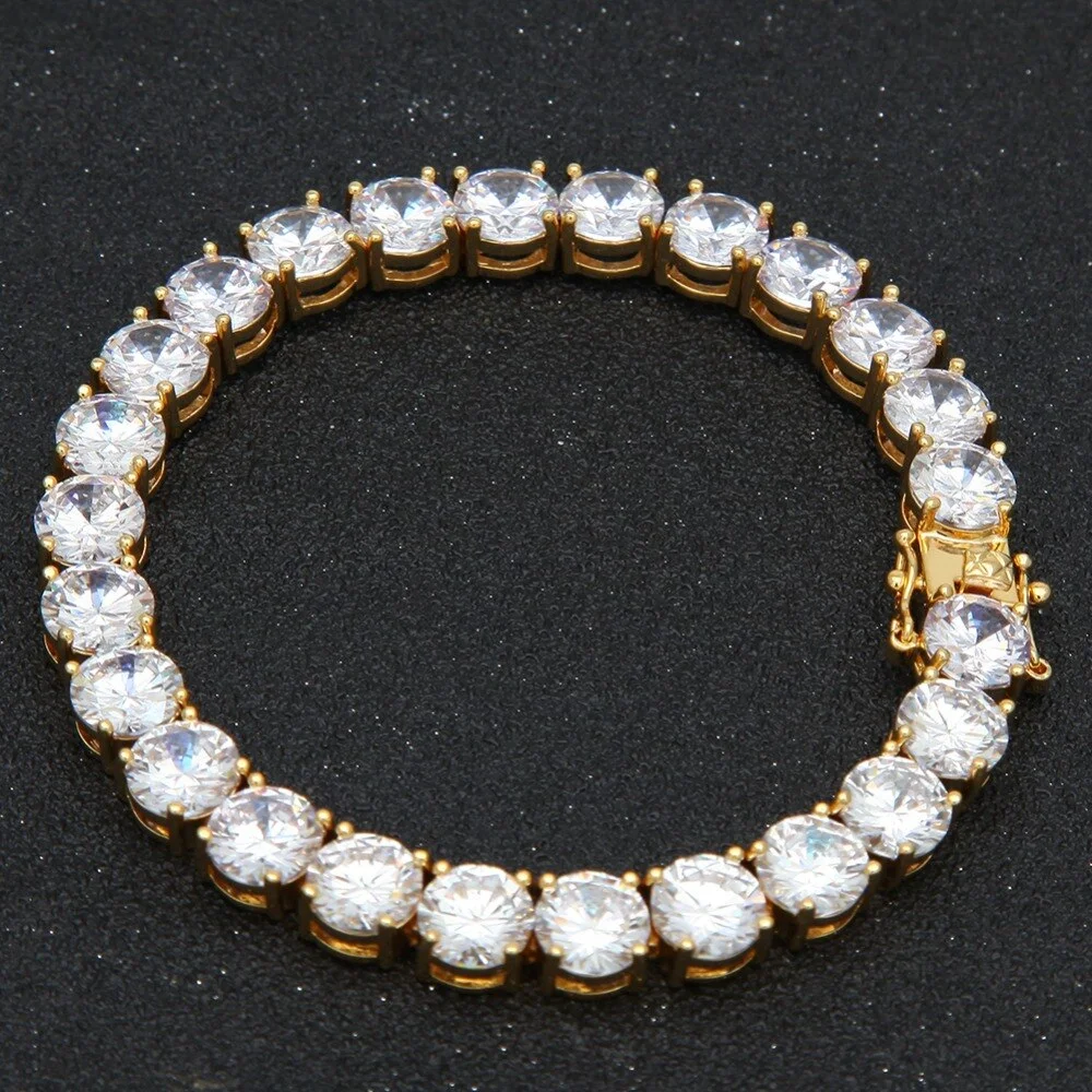 8MM 1 Row Round Cut CZ Tennis Bracelet Iced Out Jewelry-VESSFUL