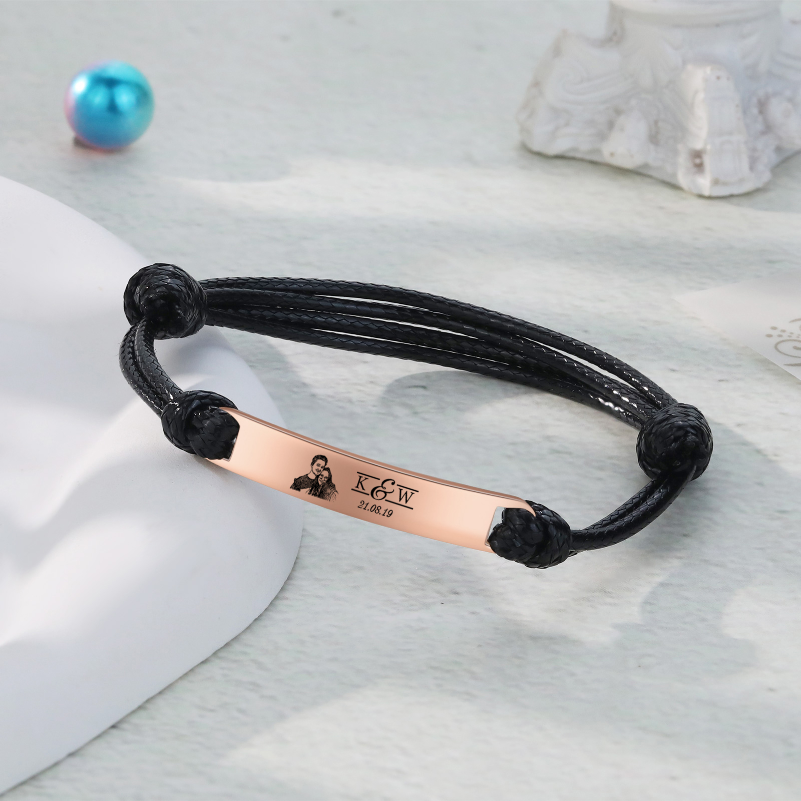 Braccialetti acciaio inox 1 nome 2 lettere e 1 foto personalizzabili per coppia multicolori da scegliere