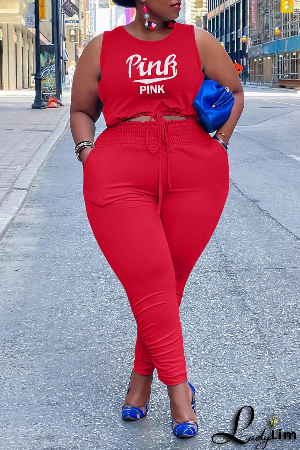 Black Casual Print Patchwork Frenulum O Neck Plus Size Two Pieces