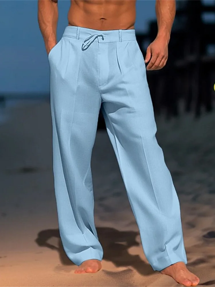Men's Linen Trousers Summer Beach Pants