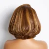 New Glueless Hightlight Brown Mixed Blonde Bob Wave Wig