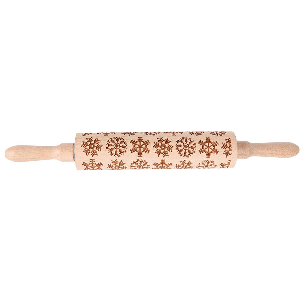 

Christmas Snowflake Embossing Rolling Pin Baking Cookies Engraved Roller, 501 Original