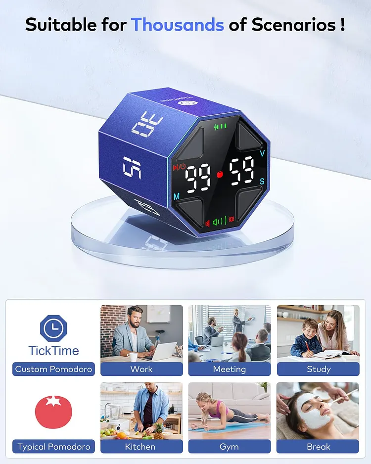 Ticktime 2 Max | Octagon Ticktime Pomodoro Timer | Digital Timer