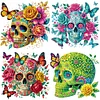 Blumen Schmetterlinge Schädel - speziell geformtes Diamantgemälde - 30*30cm