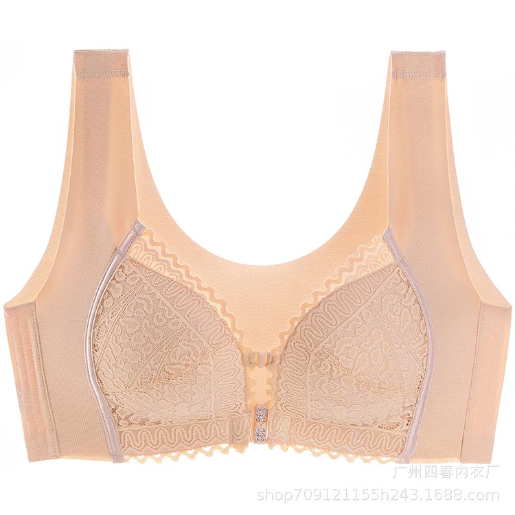 Lace Seamless Breathable Front Closure Wireless Bra