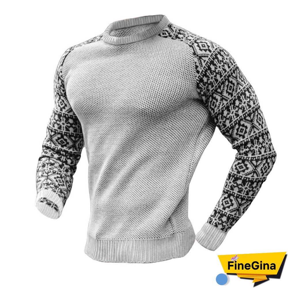 Army Green Men's Early Autumn Sweater Pullover Colorblock Knitwear T-Shirt