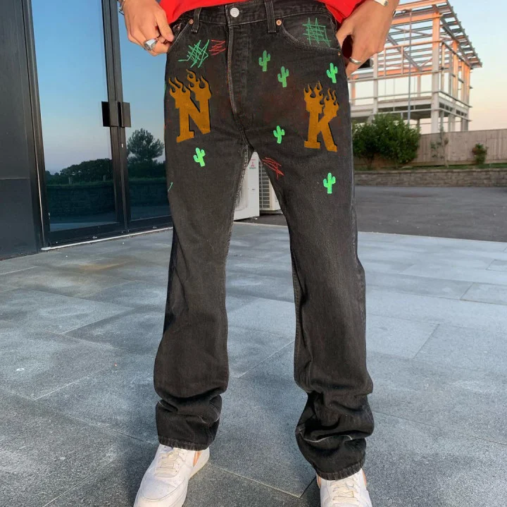 Street fashion design pattern jeans