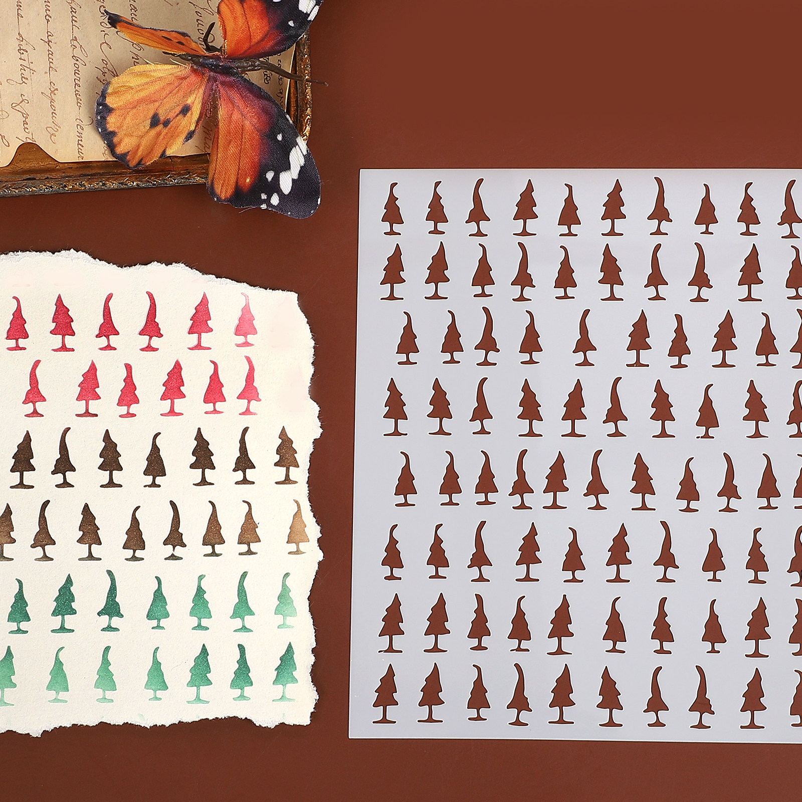 할로우 패턴 스텐실 - 빈티지 할로우 트리