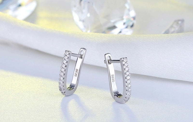 Rose Gold Plated White Gold Plated Silver Plated 925 Sterling Silver Silver ZIRCON U Shape EARRINGS Hoop Earrings