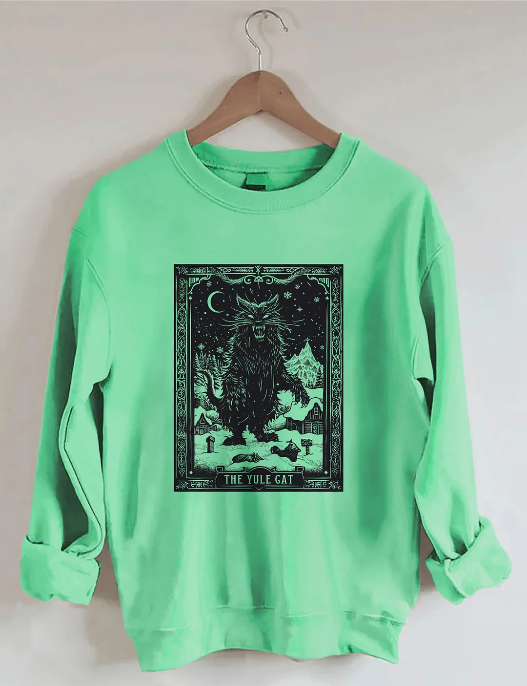 The Yule Cat Tarot Card Goth Christmas Sweatshirt