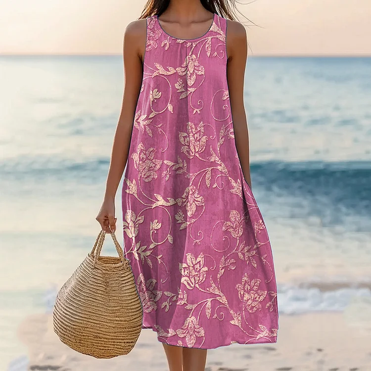 Women's Vintage Bohemian Floral Print Casual Dress