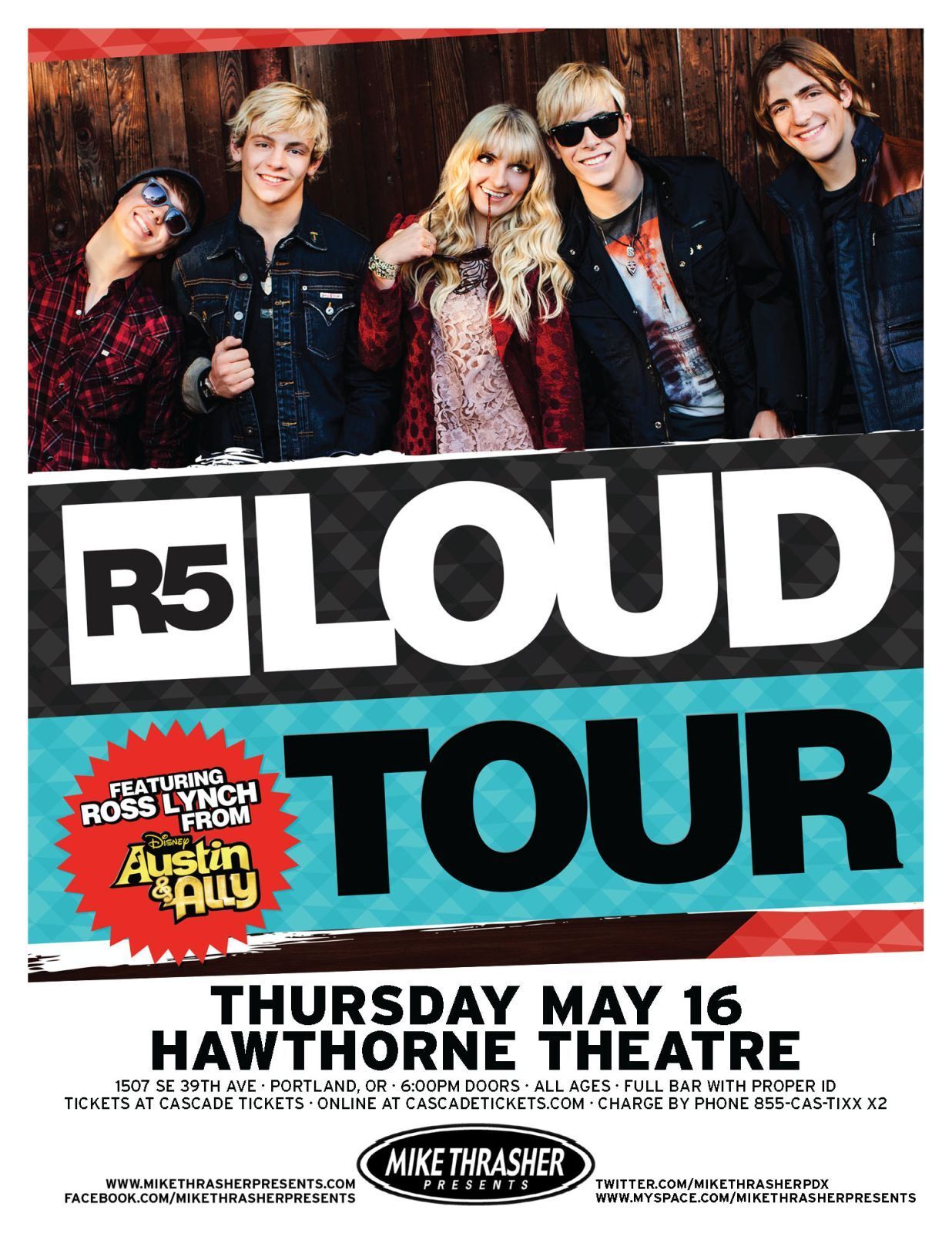 R5 2013 Gig POSTER Ross Lynch Austin & Ally Portland Oregon Concert