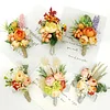 10PCS Autumn Wedding Bridal Groom Orange Pumpkin Themed Catering Guests Corsage Boutonniere Wrist Artificial Flower Bouquets