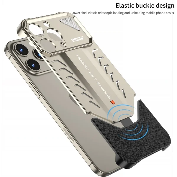 Aluminum Alloy Nappa Leather Buckle Heat Dissipation And Anti-fall iPhone Case