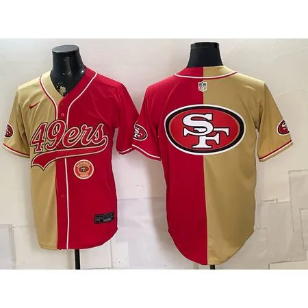 Men's San Francisco 49ers Red Split Cool Base Stitched Baseball Jersey D82P