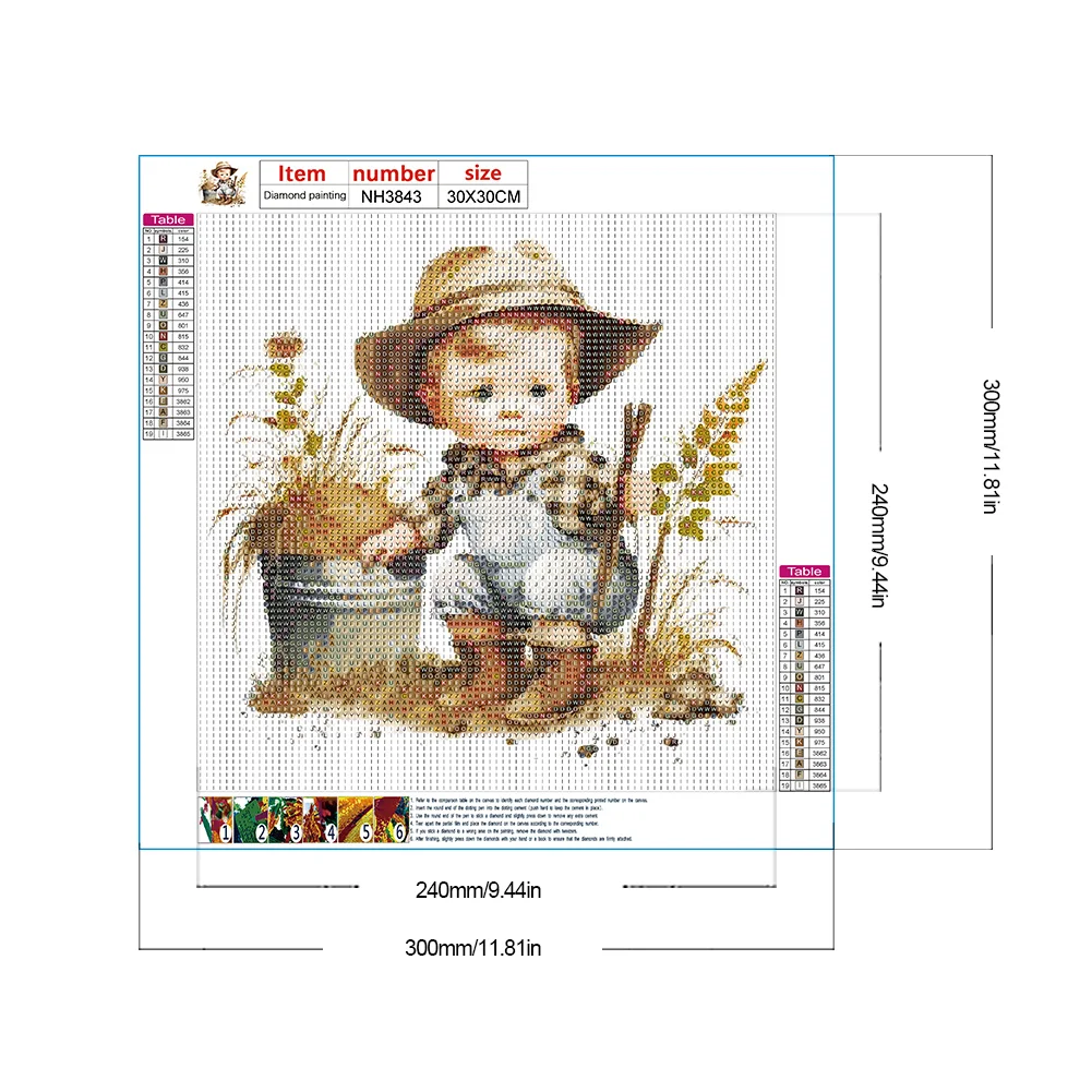 Diamond Painting - Full Round Drill - Farm Cowboy Kids(Canvas|30*30cm)