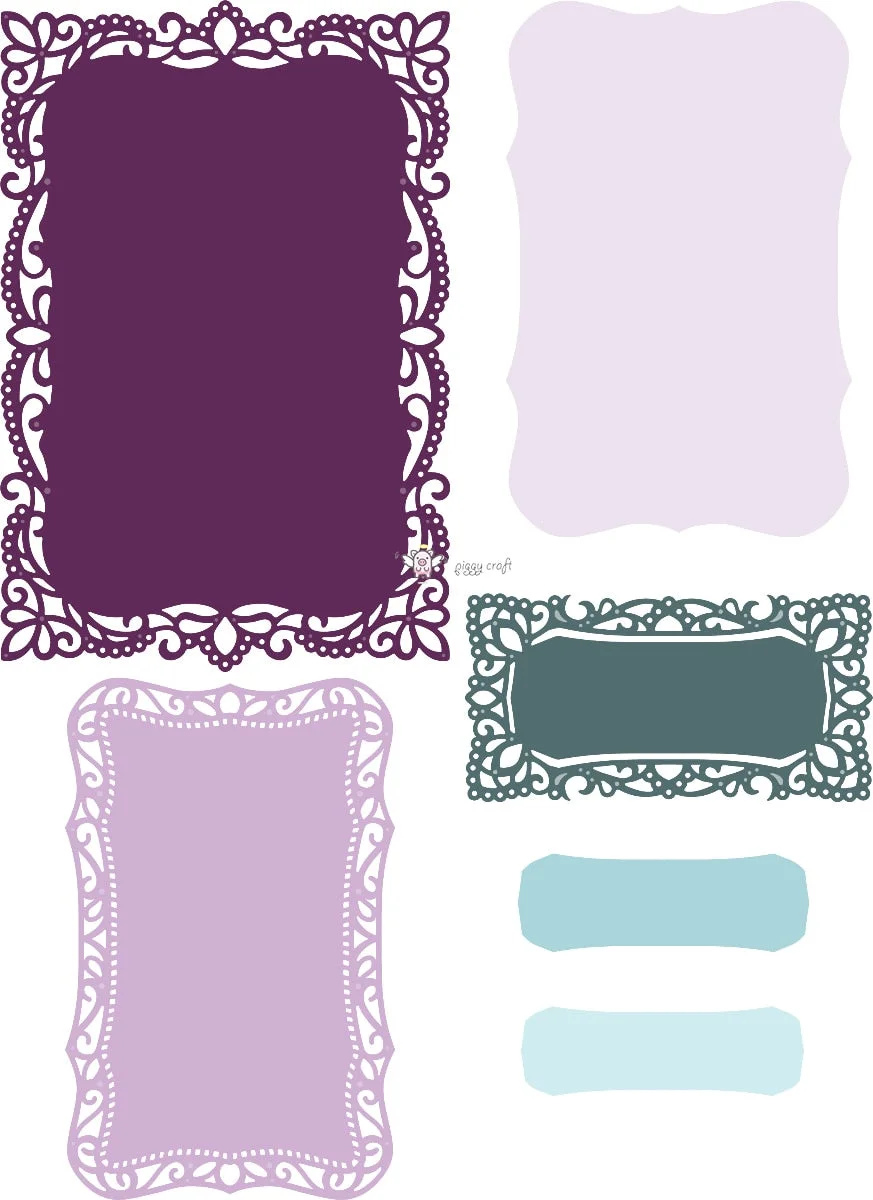 Piggy Craft metal cutting dies cut die mold Lace rectangular frame Scrapbook paper craft knife mould blade punch stencils dies