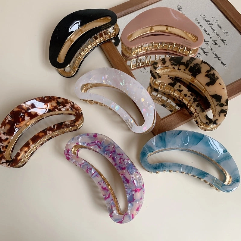 Elegant Minimalist Women’s Color Block Moon Acetic Acid Sheets Hair Claws