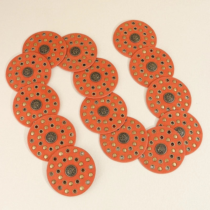 Casual Minimalist Classic Style Round Pu Leather Alloy Metal Button Women’s Leather Belts