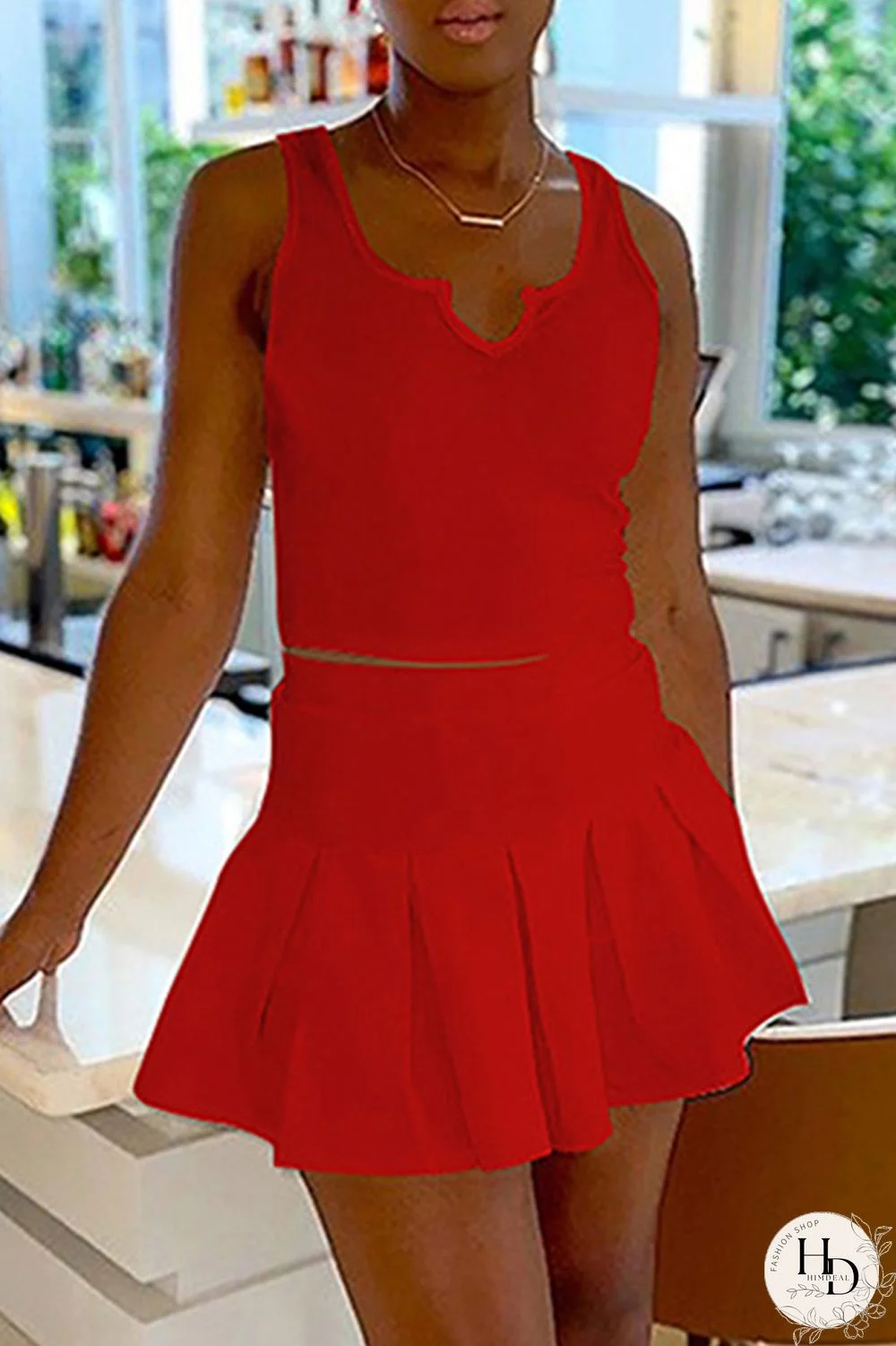 White Sexy Casual Solid Basic V Neck Sleeveless Two Pieces