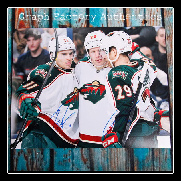 **Minnesota Wild *ZACH PARISE & JASON POMINVILLE* Signed 11x14 Photo Poster painting AD1 COA**