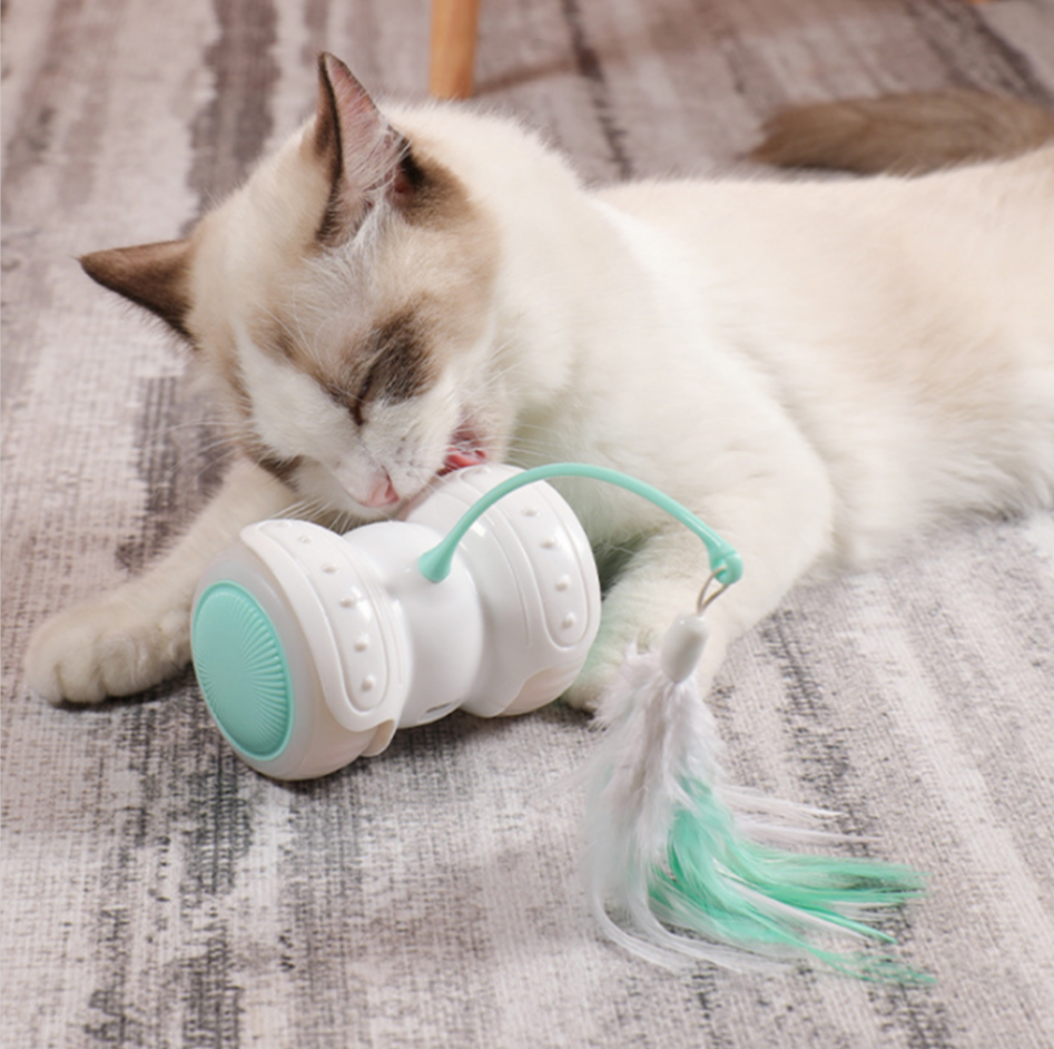 Interactive Robotic Cat Toys, Automatic Irregular USB Charging 360 Degree Self Rotating Ball