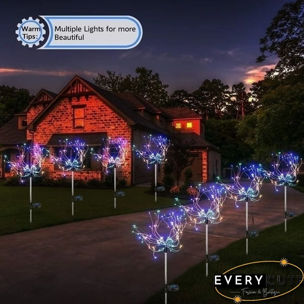 Newest Upgrade Solar Garden Decorative Lights Outdoor Solar Powered 40Copper Wires String Landscape Light Diy Flowers Fireworks Trees for Walkway Patio Lawn Backyard,christmas Party Decor