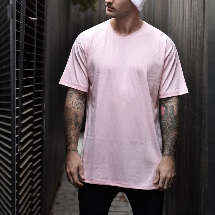 Solid color round neck short sleeve T-shirt