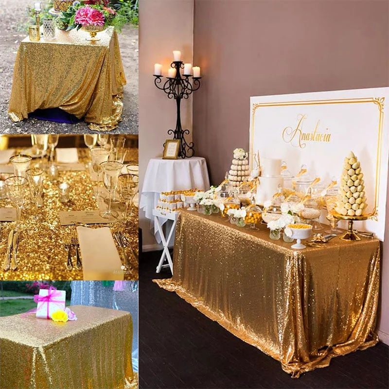 180x120cm Rectangular Table Cover Glitter Sequin Table Cloth Rose Gold Tablecloth For Wedding Birthday Party Home Decoration