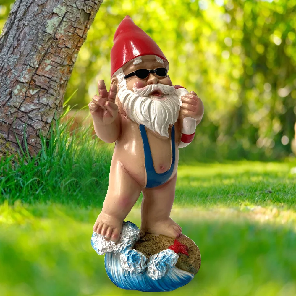 3D Swimming Dwarf Sculpture Garden Gnome Resin Doll Figurines Decoration
