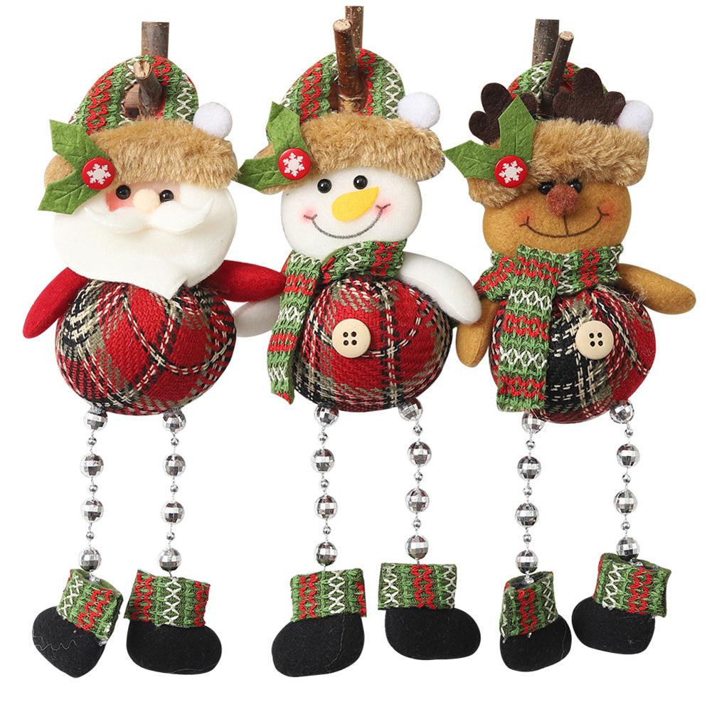 

Christmas Checked Cloth Little Doll w/Legs Pendant Festival Window Ornament, Each, 501 Original