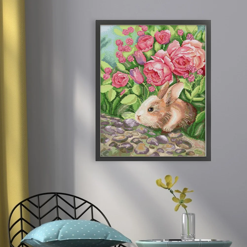 DIY Stamped Cross Stitch 11CT Full Embroidery 42*52cm - Smelling Rabbit