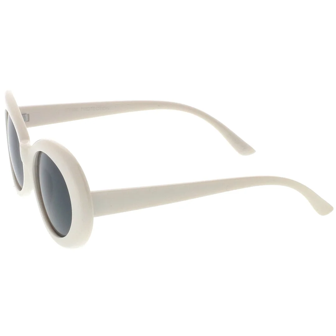 Retro White Oval glasses With Tapered Arms Colored Round Lens  51mm