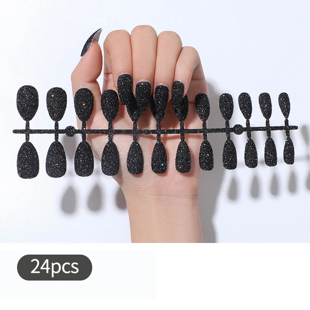 Free shipping fake nails Nail Art Decorations 24pcs Fake Nails Solid Color Frosted Matte Full Cover новогодние накладные ногти-Nail Inspo