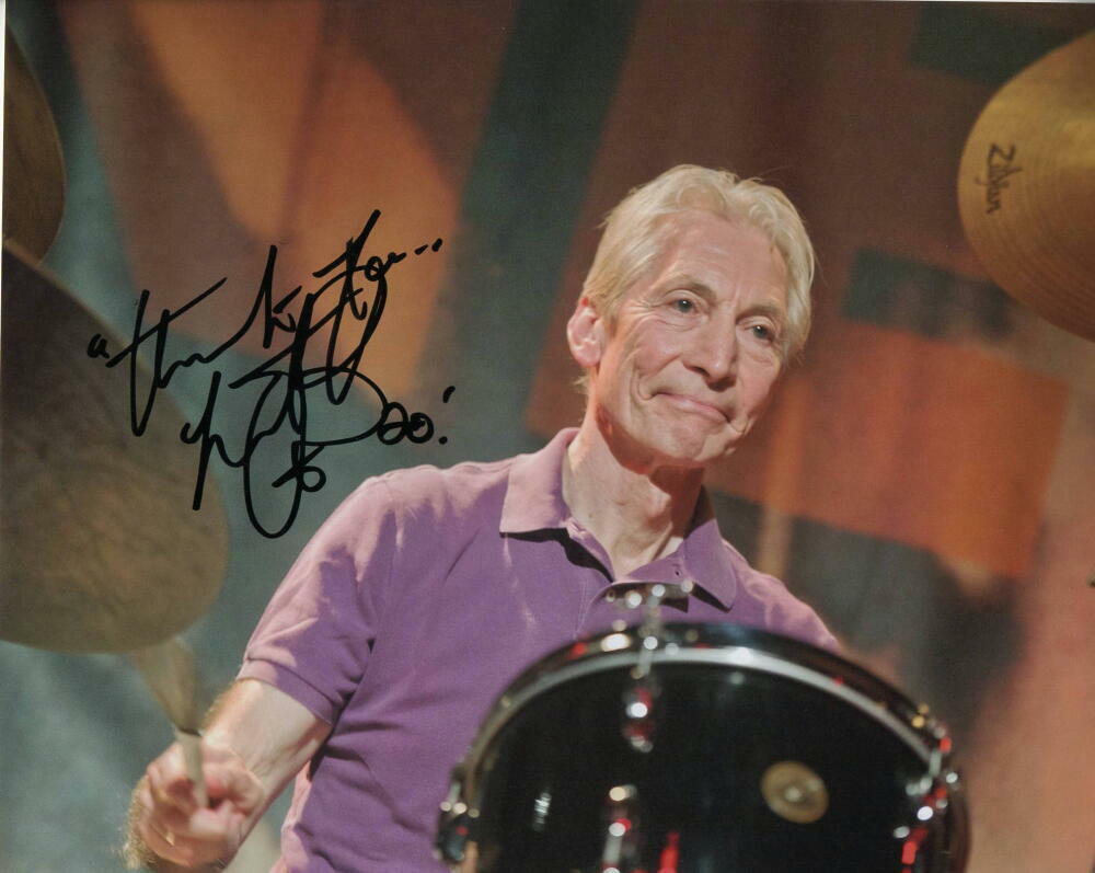 CHARLIE WATTS SIGNED AUTOGRAPH 8X10 Photo Poster painting - ROLLING STONES DUMMER RARE ACOA COA