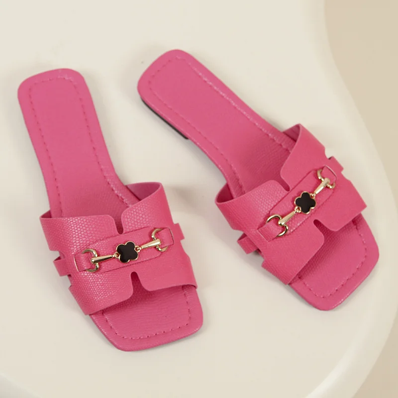 Nigikala Nigikala Code 35-44H Drag Head Flat Bottom Cool Drag Station Metal Buckle Low Heel Design Sense Word-Word Drag