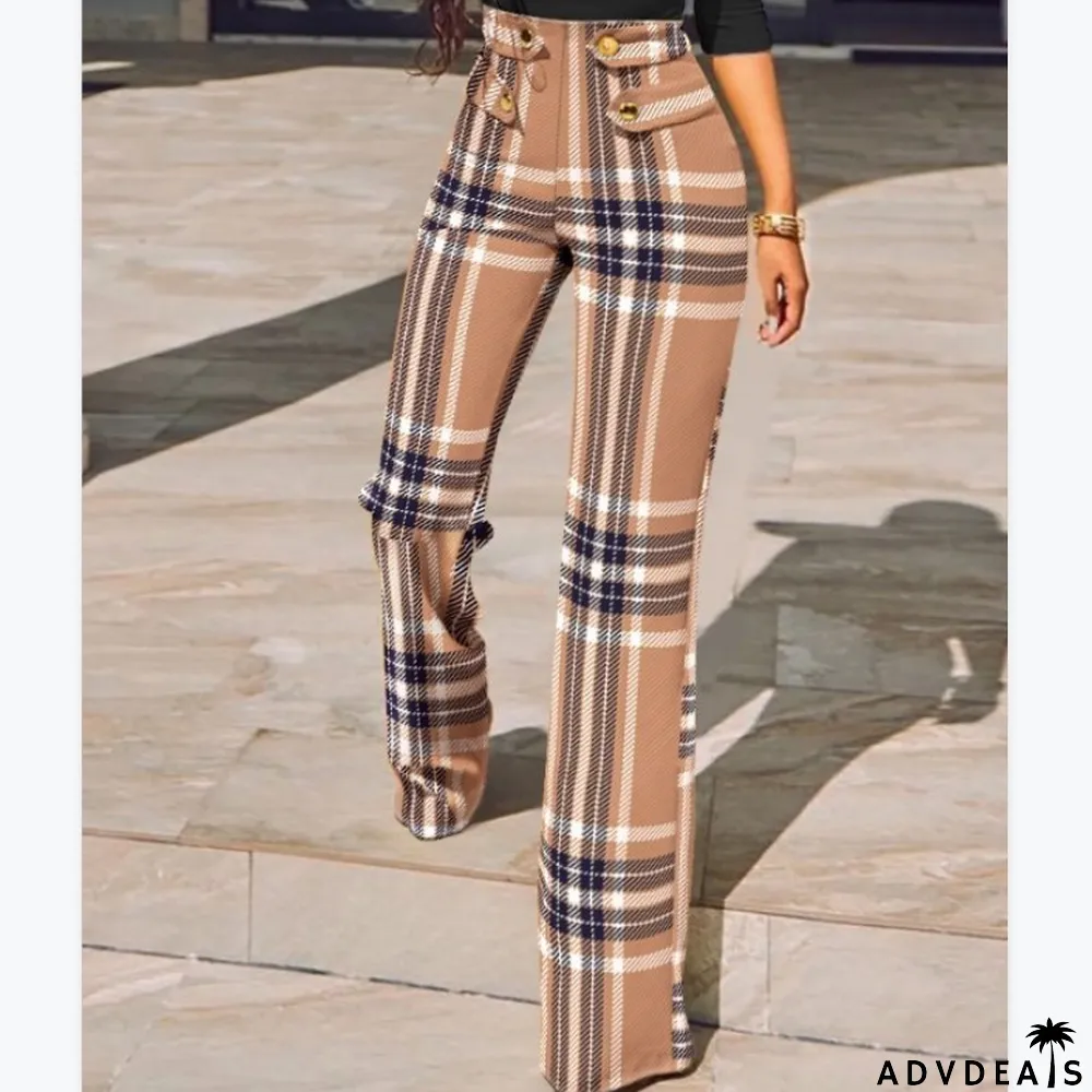 Women plaid print pant