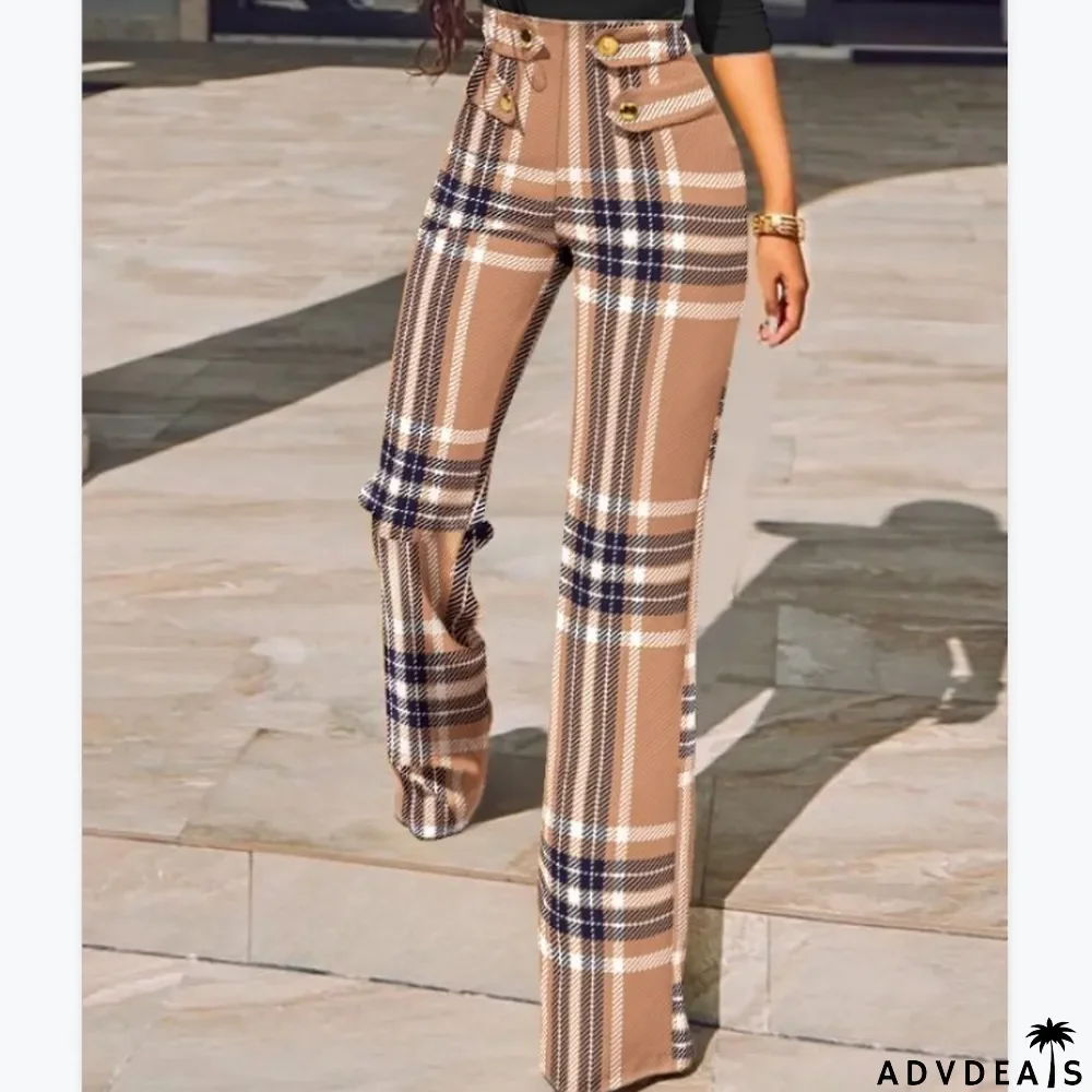 Women plaid print pant