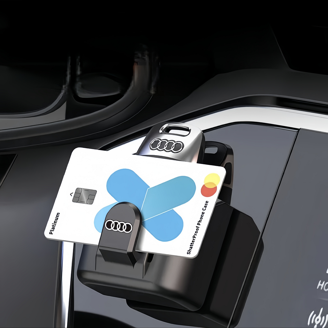 Car dashboard key and card storage holder